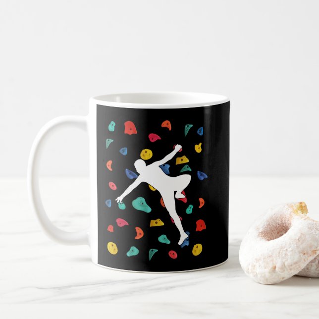 Wall Climbing Indoor Rock Climbers Action Sports Coffee Mug (With Donut)