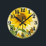 Wall clock<br><div class="desc">Sunflowers and bird</div>
