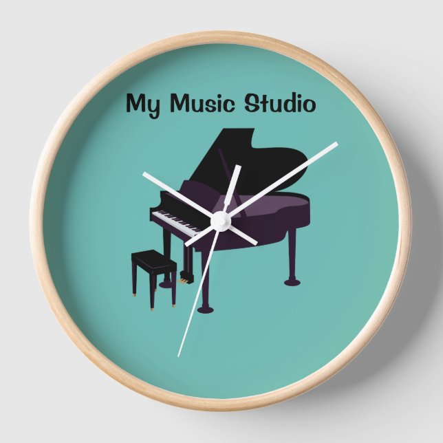 Wall Clock, 10" Round Natural Wood Frame Clock (Front)