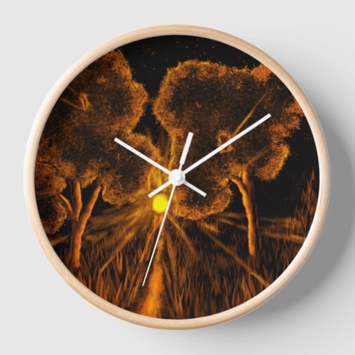 Wall Clock 254 cm Round Natural Wood Frame Clock