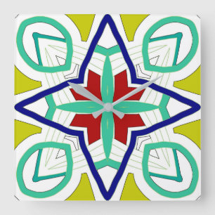 Wall Clock, A colorful classic design  Square Wall Clock