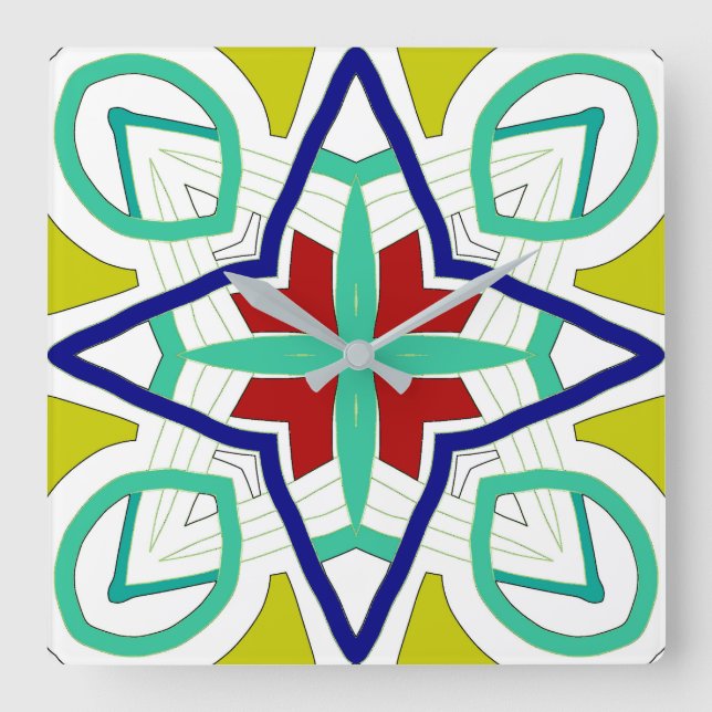Wall Clock, A colorful classic design  Square Wall Clock (Front)
