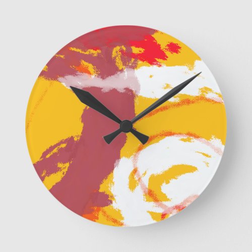 Wall Clock abstract design with warm colors