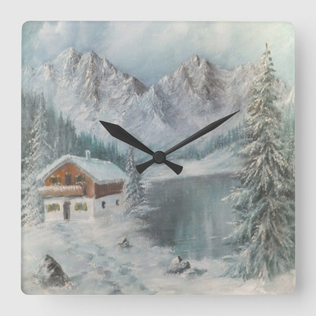 Wall Clock Ann Hayes Painting Bavarian Snow Dream (Front)