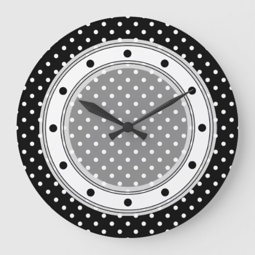 Wall Clock Black and White Polka Dot