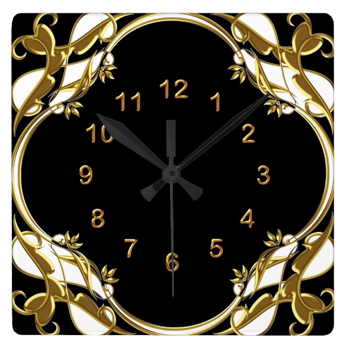 black and white spiral vinyl clock gold