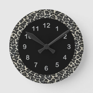 Wall Clock Black Leopard Print Animal