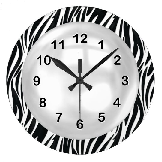 Wall Clock Black White Zebra Stripe Zazzle