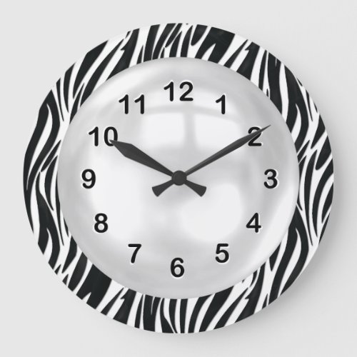 Wall Clock Black White Zebra Stripe