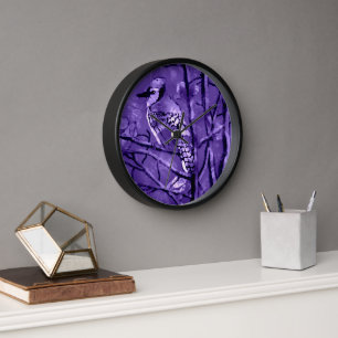 Wall Clock Blue Jay Whimsical Abstract