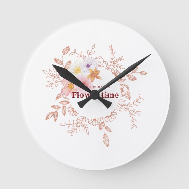 Wall Clock | Botanical Flower Time Clock (Front)