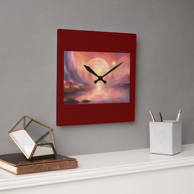 Wall Clock   Burgundy color, Abstract (Office)