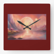 Wall Clock   Burgundy color, Abstract