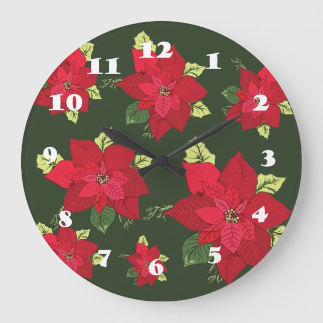 Wall Clock Christmas Flowers (Front)