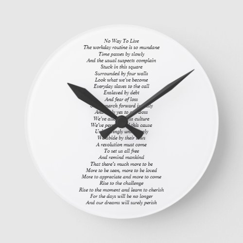 Wall clock complete with original poetry