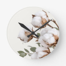Wall Clock Cotton Botanical Neutral Art
