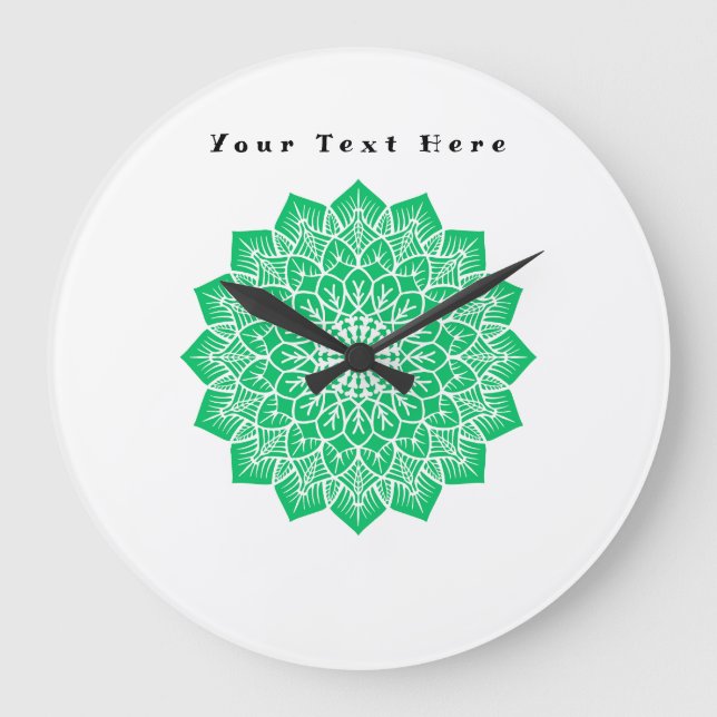 Wall Clock Custom Your Text here Text Green Image  (Front)