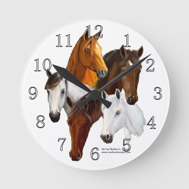 Wall Clock - Customized, 5 Horse Heads (Front)
