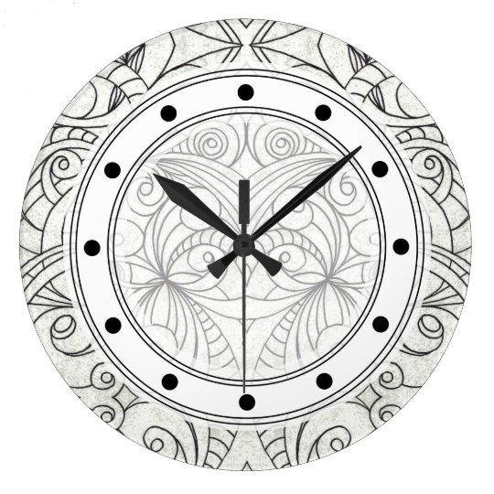 Wall Clock Drawing floral abstract