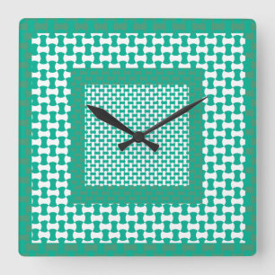 Wall Clock, Emerald Green Geometric Pattern Square Wall Clock