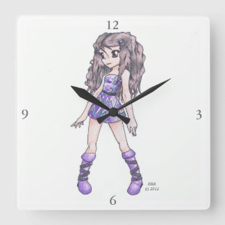 Wall Clock featuring Girl in Purple Dress w/ Boots
