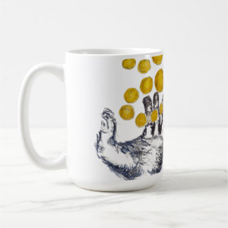 Wall Clock Hands Outstretched with Golden Globes Coffee Mug