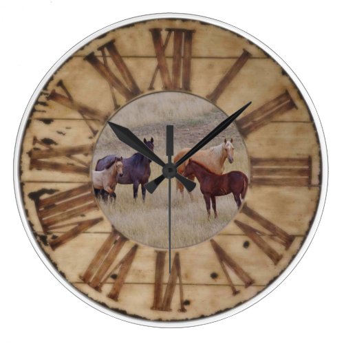 Wall Clock Horse and Foal Western Rustic Clock