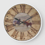 Wall Clock Horse And Foal Western Rustic Clock at Zazzle