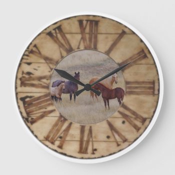 Wall Clock Horse And Foal Western Rustic Clock by TogetherWestDesigns at Zazzle