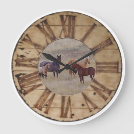 Wall Clock Horse And Foal Western Rustic Clock
