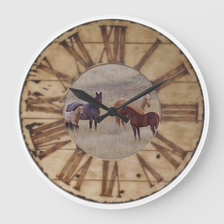 Wall Clock Horse and Foal Western Rustic Clock Zazzle