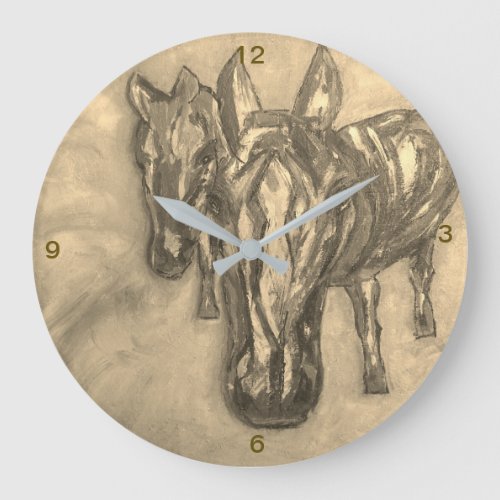 Wall Clock Horses in Sepia