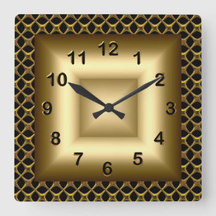 Wall Clock Metal Look Black Bronze Gold