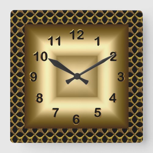 Wall Clock Metal Look Black Bronze Gold