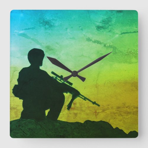 Wall Clock Military Soldier Silhouette