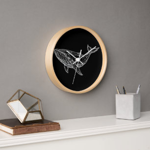 Wall Clock Modern Geometric Whale