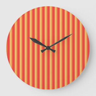 Wall Clock: Orange, Red and Yellow Stripes Large Clock
