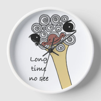 Wall Clock Ostrich "long time no see"