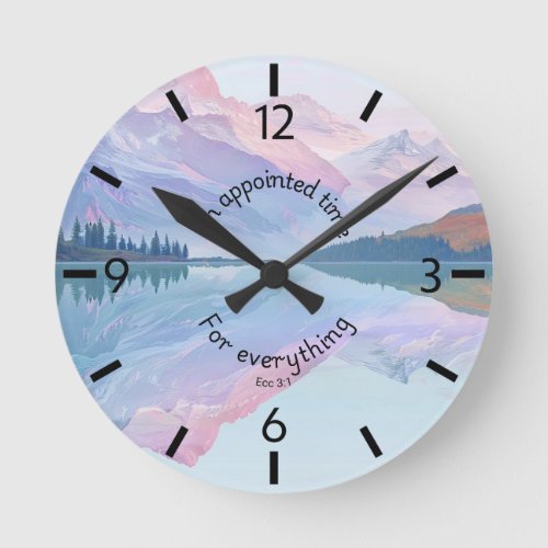 Wall clock pastel mountains with bible verse