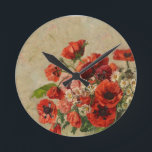 Wall Clock "Poppy's Time"<br><div class="desc">Wall Clock "VINTAGE POPPIES" will be a perfect gift for any woman and will make a great decoration for a kitchen or a living room. These wonderful vintage poppies will remind about summer all the year round.</div>