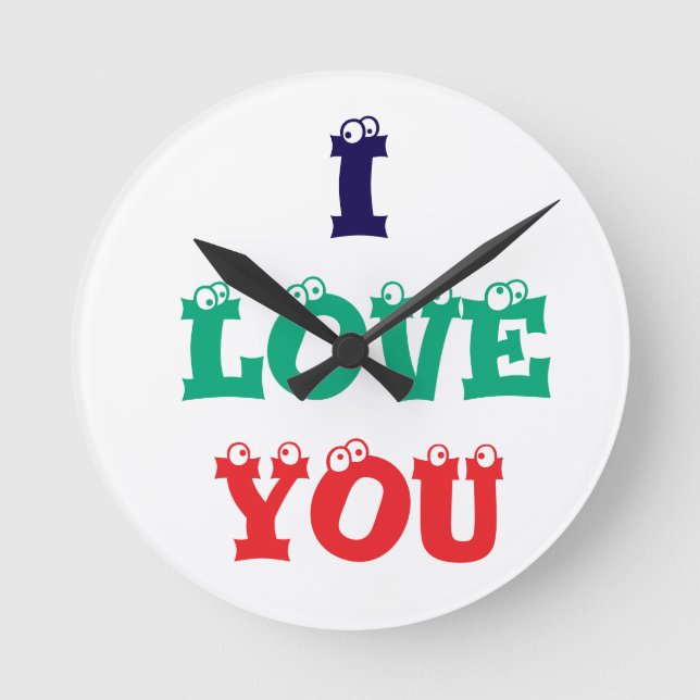 Wall clock printed I love you design printed items (Front)