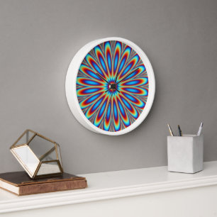 Wall Clock - Psychedelic Art Flower