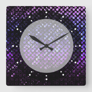 Wall Clock Purple Crystal Bling Strass
