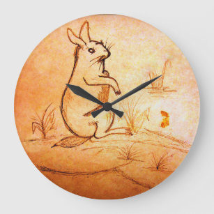 Wall Clock : Rabbit in Desert for Animal Lovers