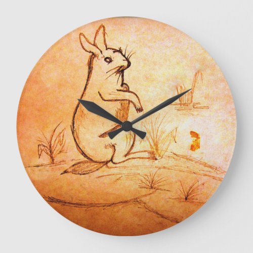 Wall Clock  Rabbit in Desert for Animal Lovers