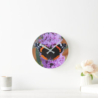 Wall Clock Red Admiral Butterfly
