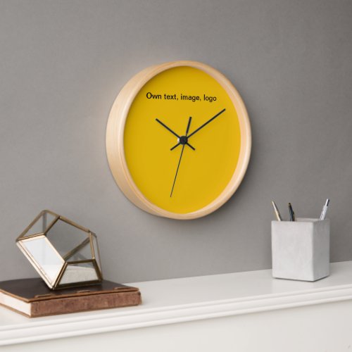 Wall Clock Round Natural Wooden Frame uni Yellow