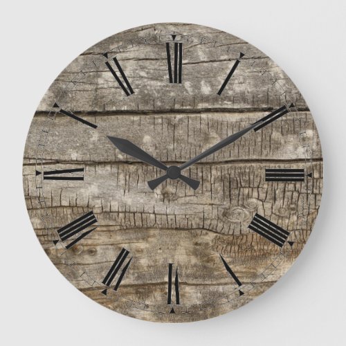 Wall Clock _ Rustic Wood Roman Face Numerals