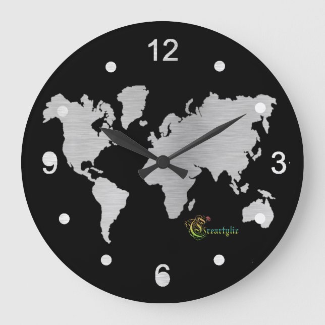 Wall Clock silver world (Front)
