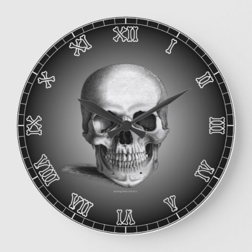 Wall Clock Skull Bones Skeleton Numerals Gothic
